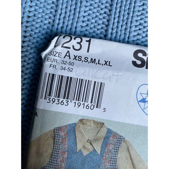 Simplicity 7231 Sewing pattern quilted vest 1980s size xs s m l xl - Picture 2 of 5